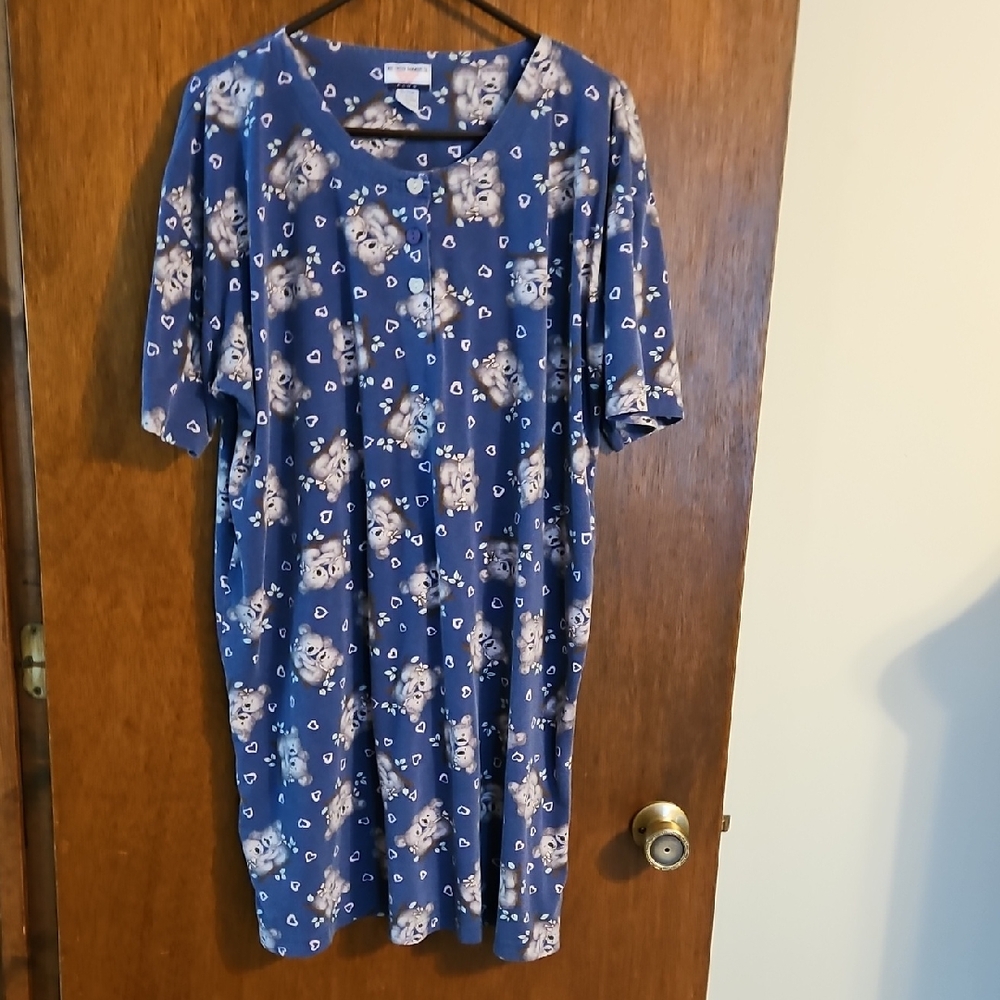 Nightgown,  Koala heart print, Blue and Grey, Sz 18-20W